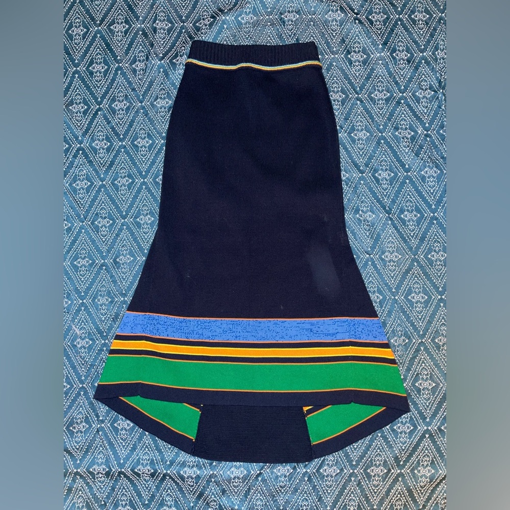 Victoria Beckham Navy Striped Knit Skirt XS